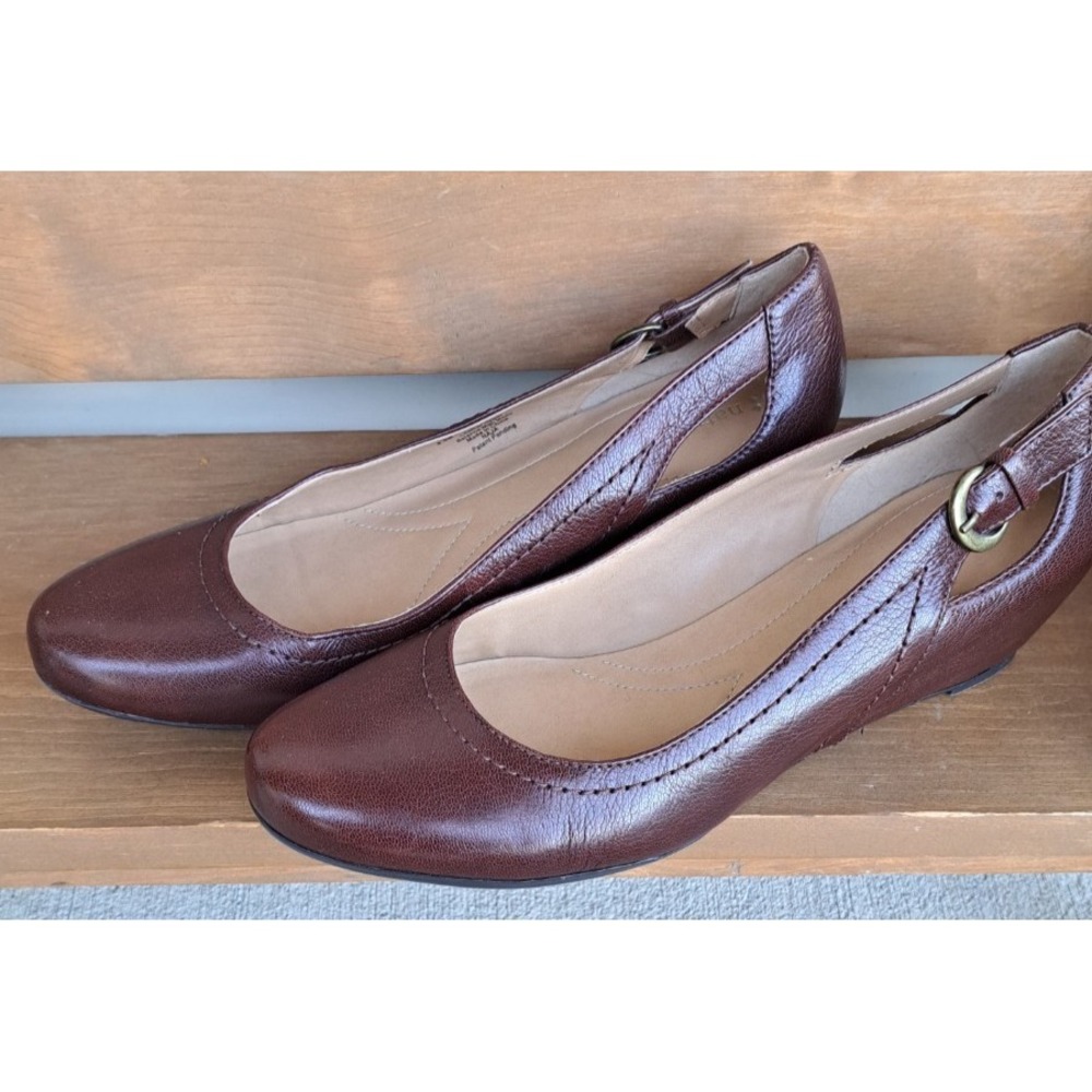 Naturalizer N 5 Naja Comfort Brown Leather Wedge Slip-On Shoes  8.5 M